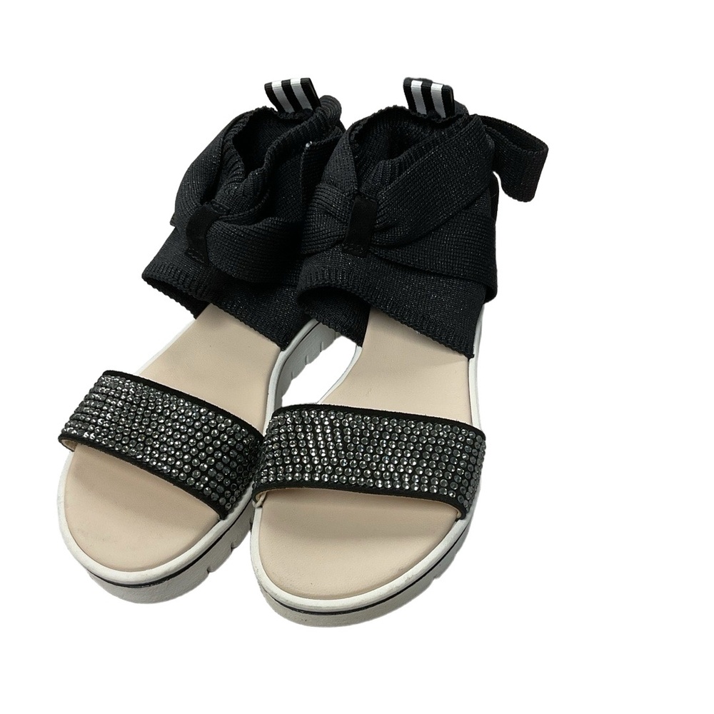 NEW FLORENS Womens 37 EU Black White Flatform Rhinestone Studded Sandals